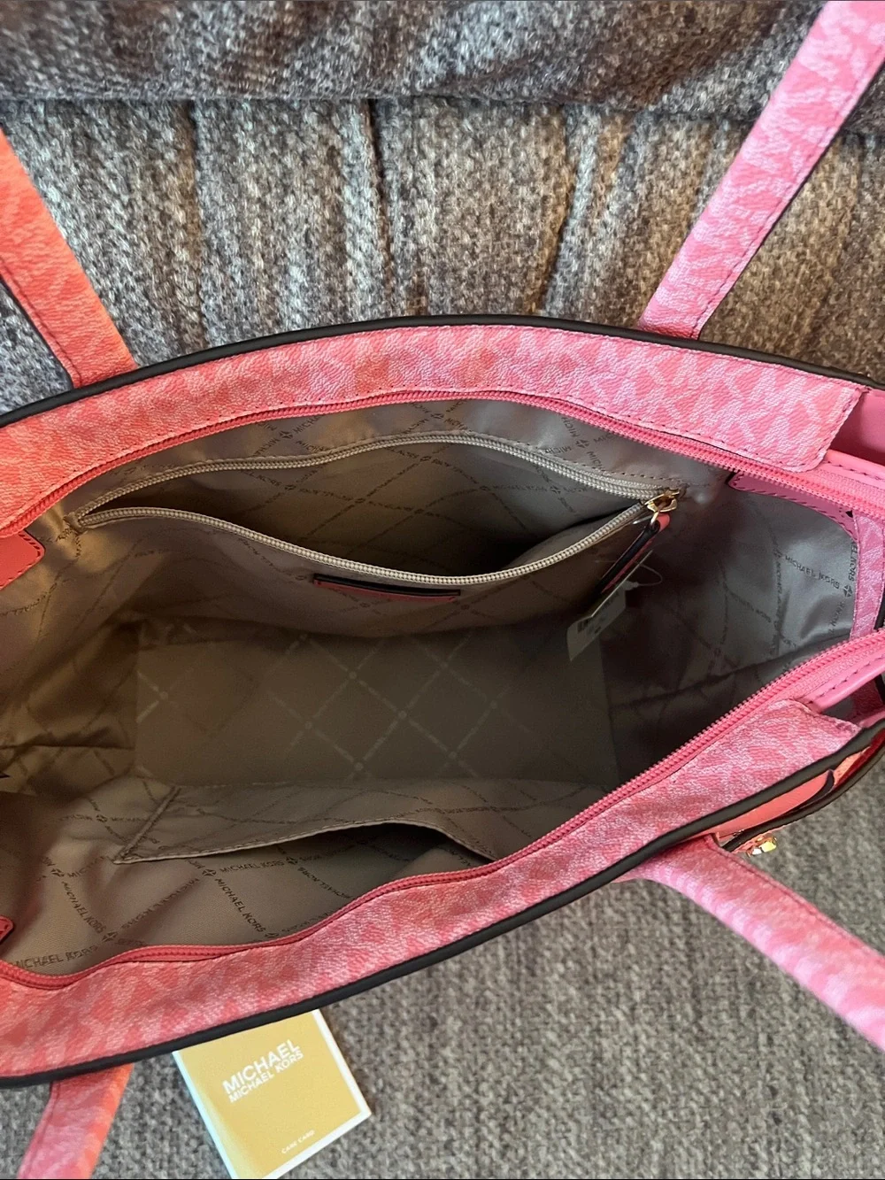 NWT Michael Kors Carmen Large Non-Leather Vegan Belted Tote Tea Rose